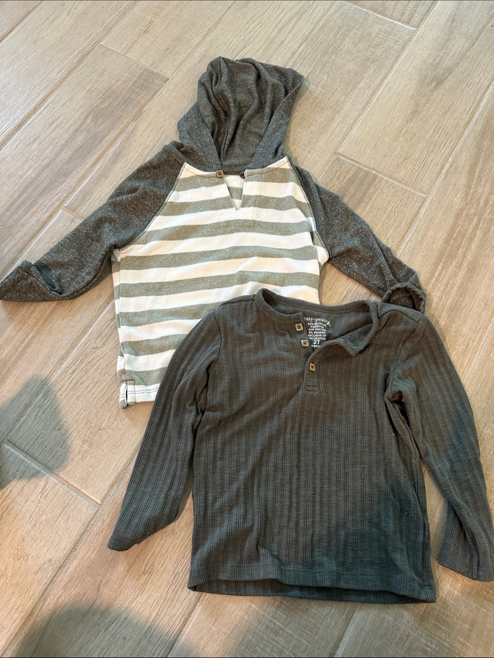 Easy Peasy Charcoal Ribbed Long Sleeve Henley Top